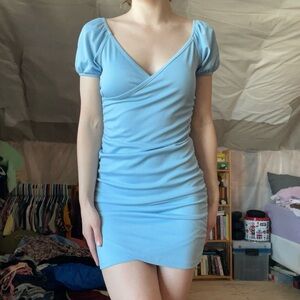 🩵 Blue form fitted dress, cap sleeve dress, Midi Dress, summer dress, prom